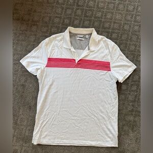 Men’s Calvin Klein Polo Liquid Cotton Stripe Golf Shirt Collared Size L